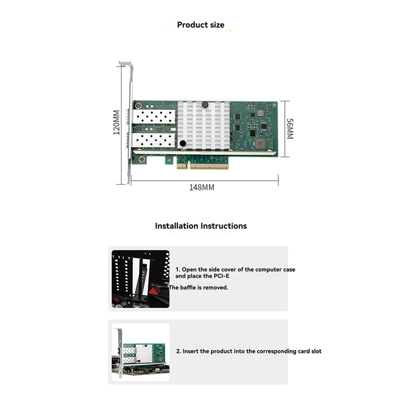 10Gb Sfp+ Pcie Network Card Dual Port - X520-DA1 10 Gb SFP + Placa